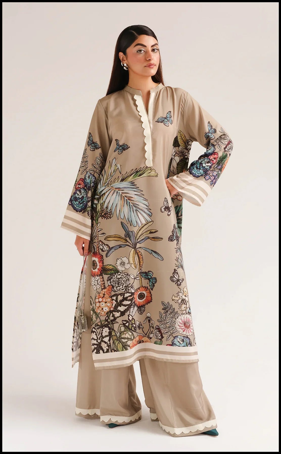 Earth Garden Co-ord Set with Scallop Detailing