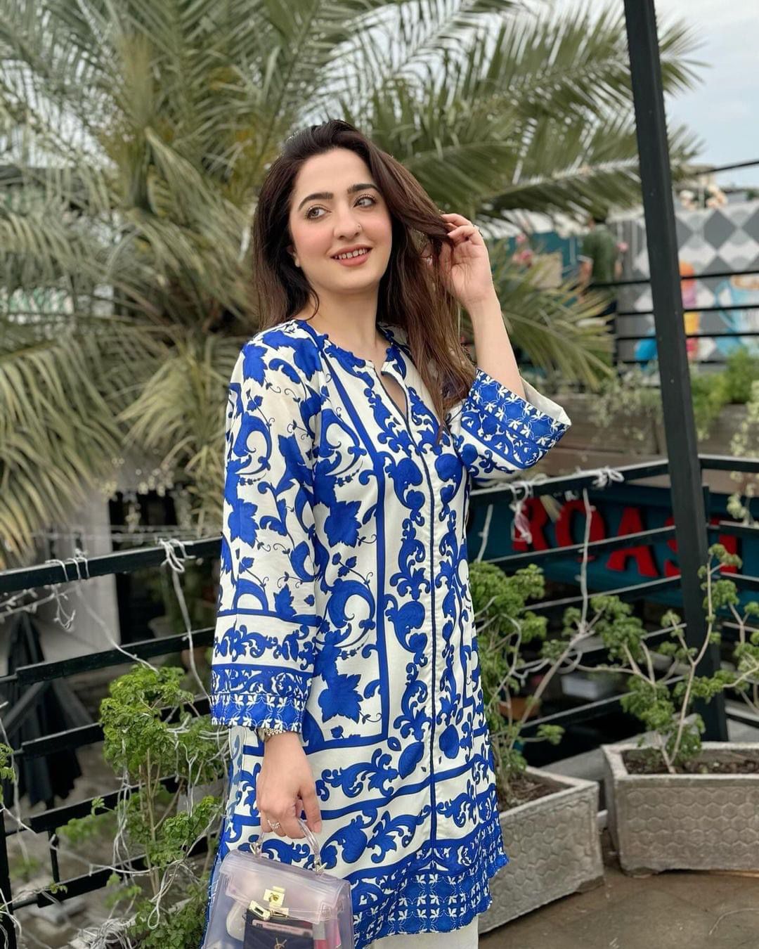 Royal Cobalt Tile Print Co-ord Set in Blue & White