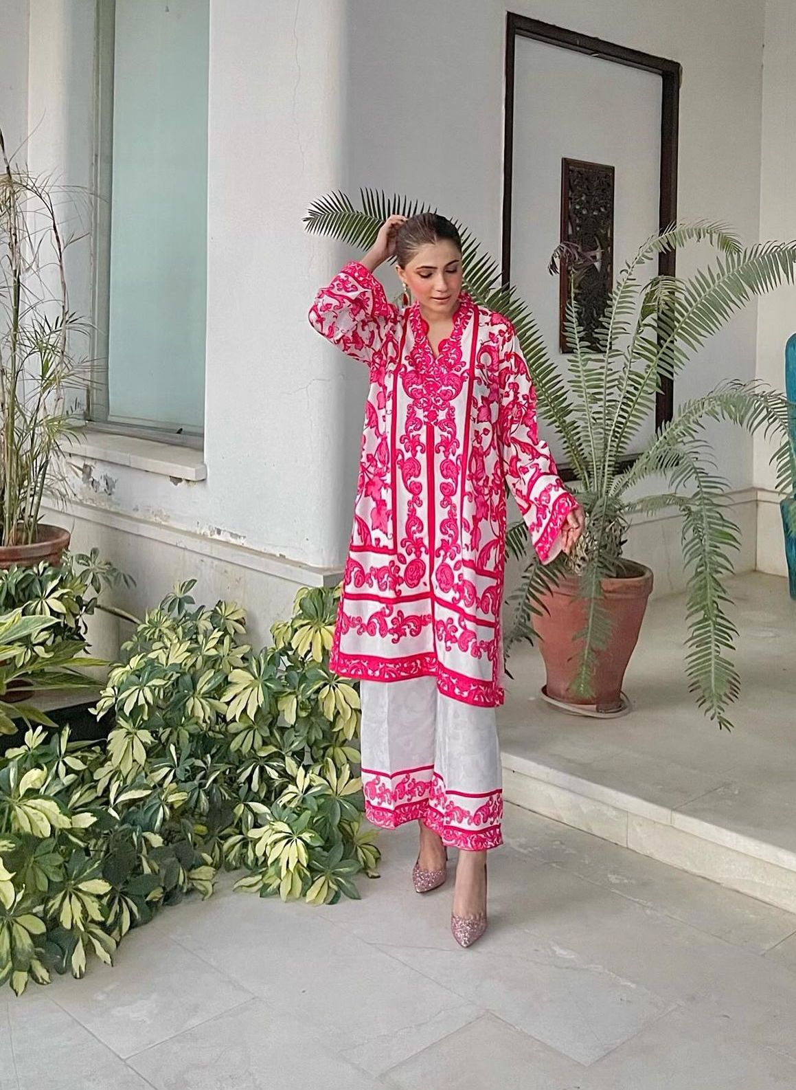 Party Punch Fuchsia Baroque Print Co-ord Set