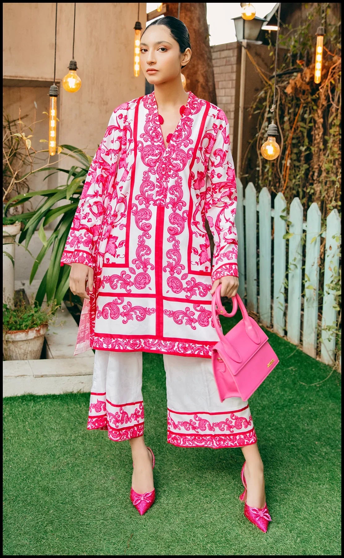 Party Punch Fuchsia Baroque Print Co-ord Set