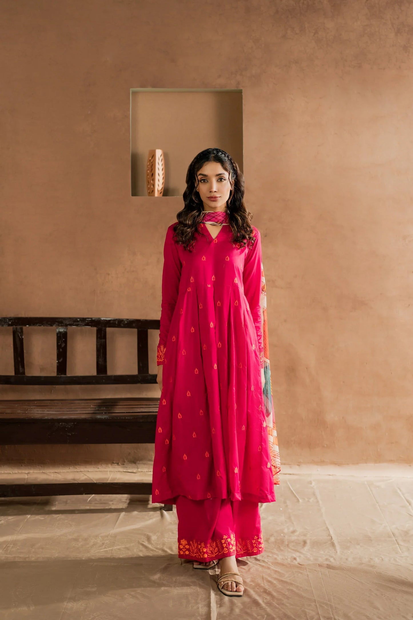 Gulnaar Fuchsia Embroidered Kurta Set