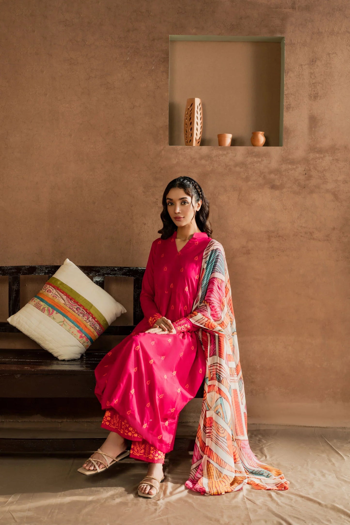 Gulnaar Fuchsia Embroidered Kurta Set
