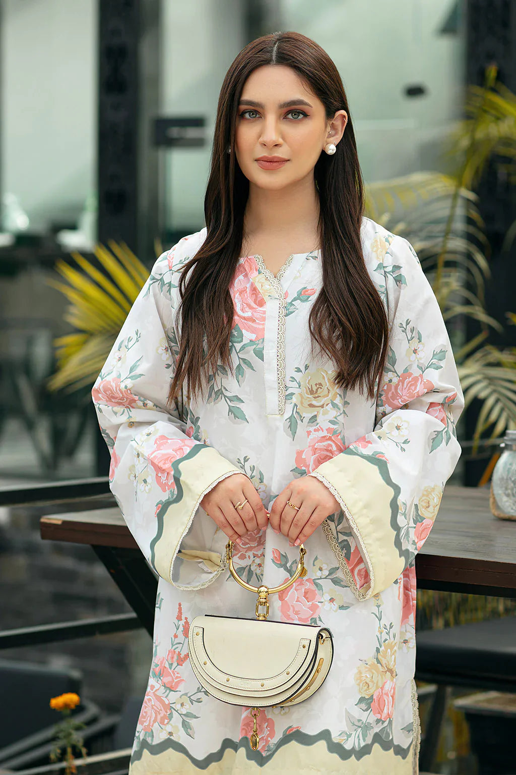 Soft Blossom Floral Printed Co-ord Set with Lace Hem Finish