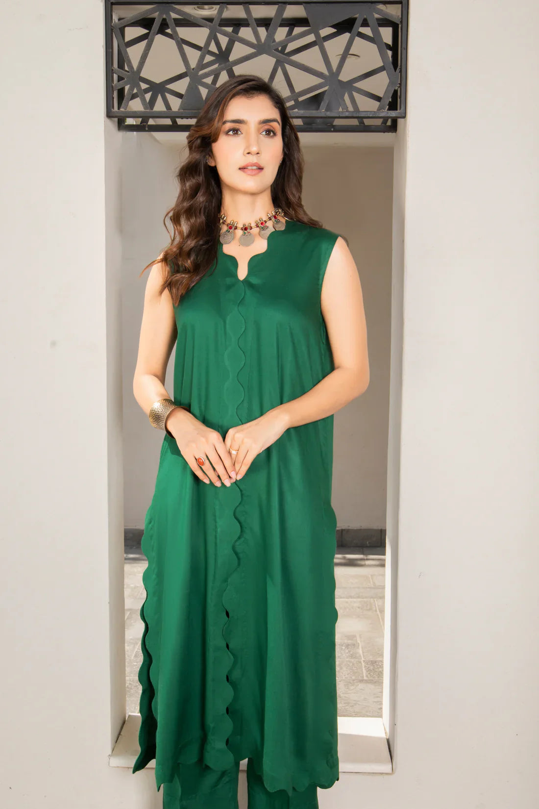 Emerald Edge Sleeveless Co-Ord Set