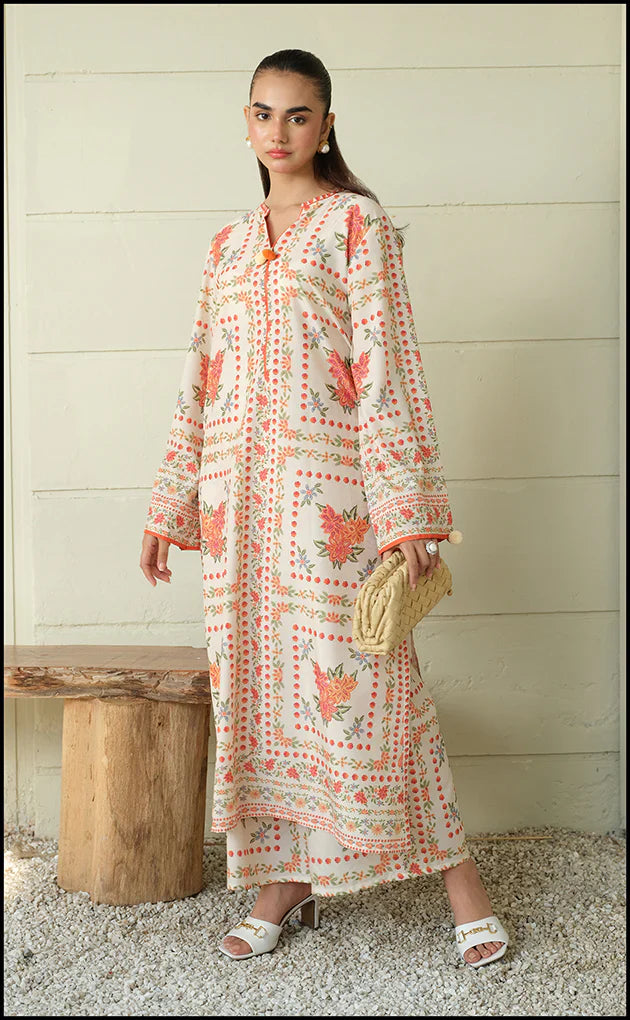 Peach Blossom Ivory Printed Co-ord Set