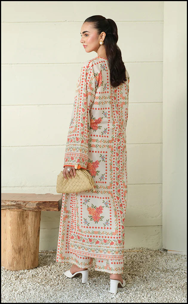Peach Blossom Ivory Printed Co-ord Set