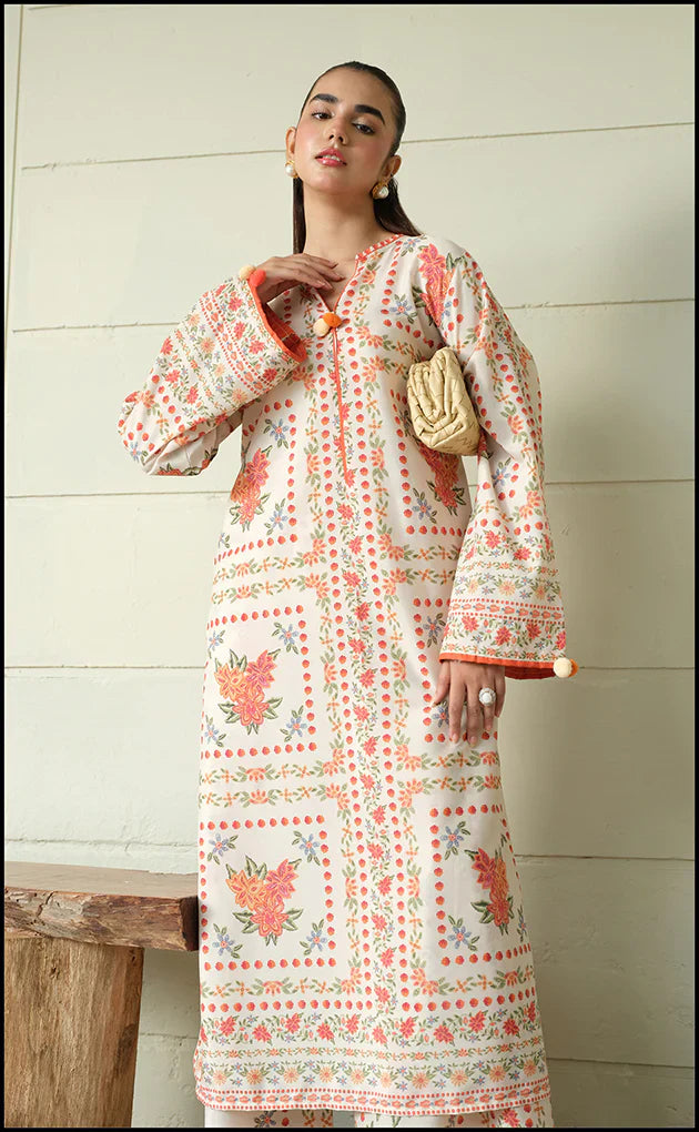 Peach Blossom Ivory Printed Co-ord Set