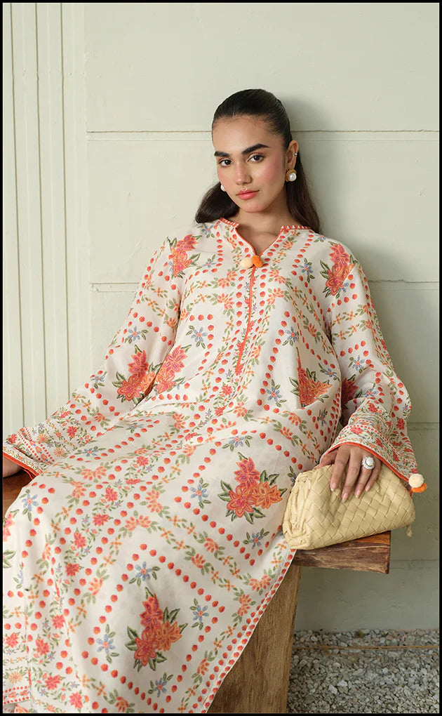 Peach Blossom Ivory Printed Co-ord Set