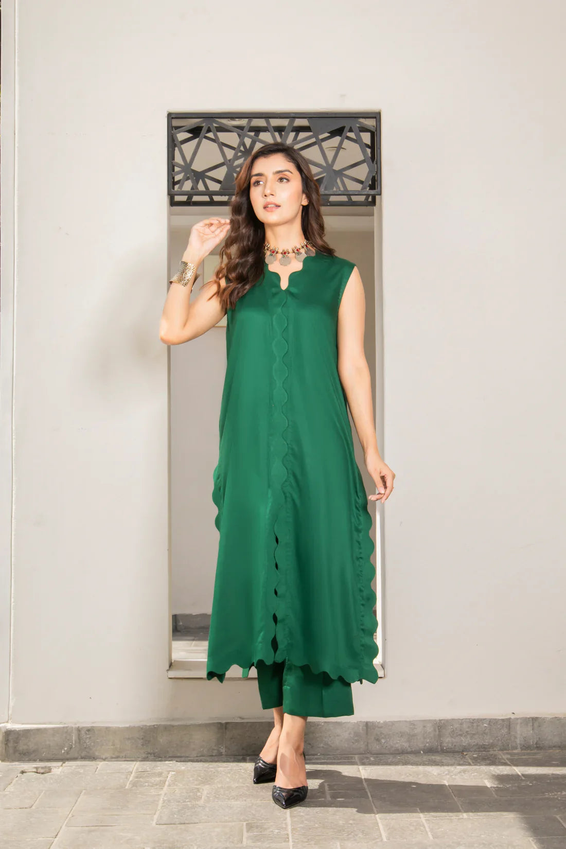 Emerald Edge Sleeveless Co-Ord Set